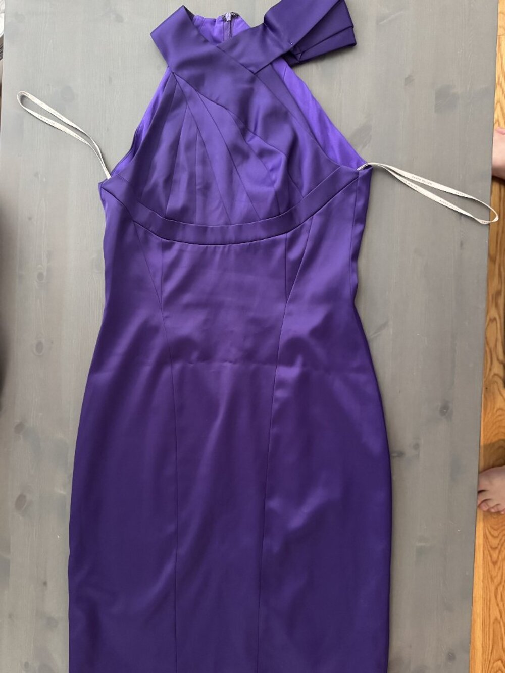 Karen Millen - Halter Dress Satin - Purple Bow - 10